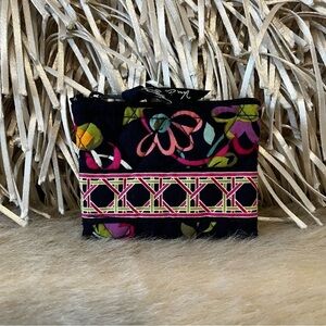 New VERA BRADLEY Ribbons Zipper Coin Purse Pouch 5"x4" Zip Top 2012 Navy Pink